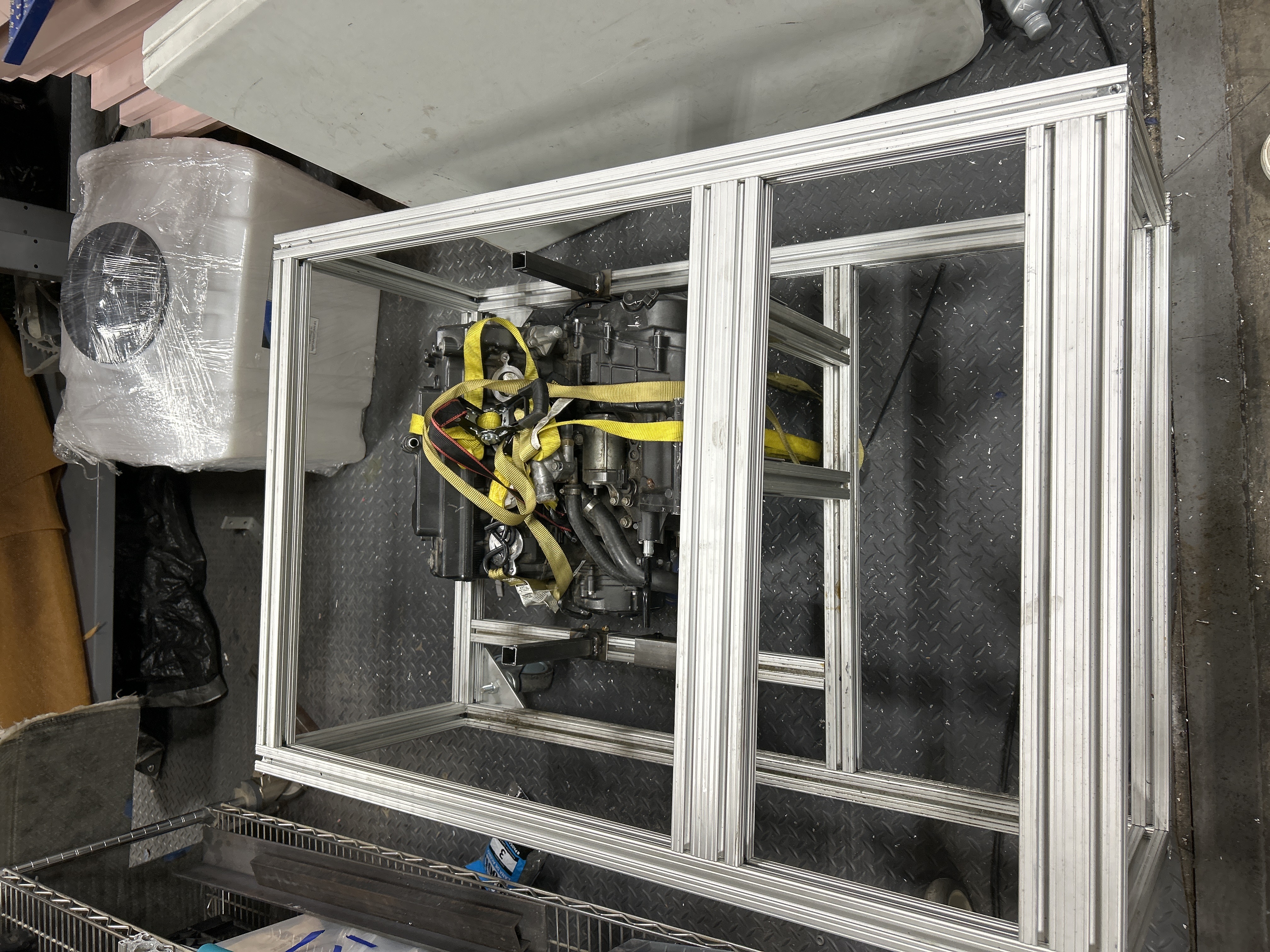 Rev 1 aluminum extrusion frame during the build